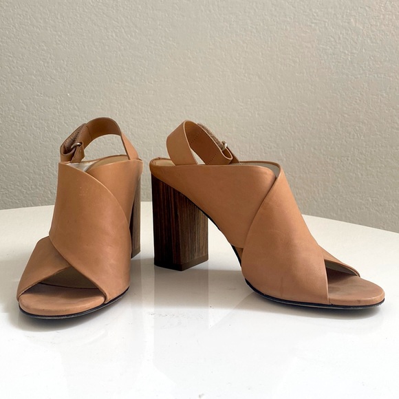 Vince Tan Leather Heeled Sandals - Picture 1 of 5
